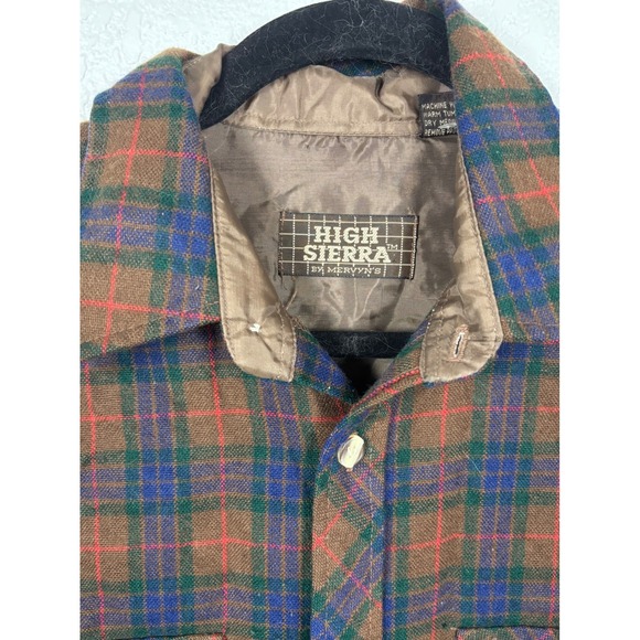 High Sierra by Mervyns Plaid Flannel Button Up Shirt Men's L Lined Warm - Picture 2 of 3